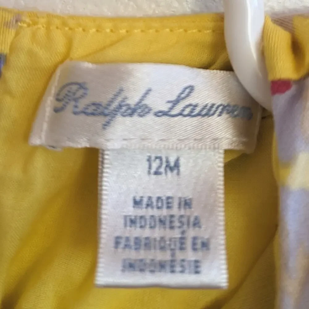 Ralph Lauren 12m Baby Yellow Floral Dress Girls Preppy Girly